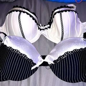 Pair of cute pinstripe fashion bras